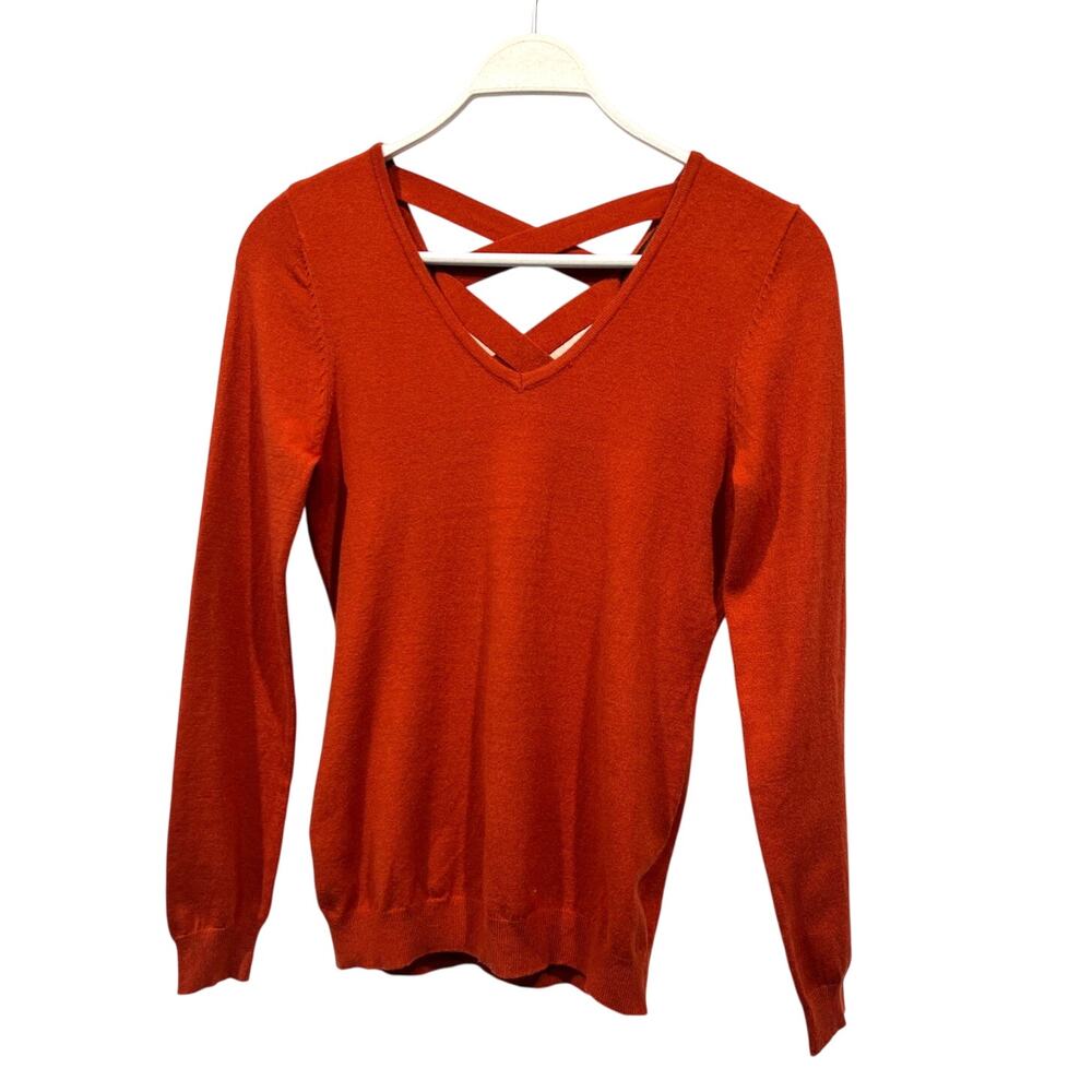 Love Ellie Mia Back Detail Fine Knit Sweater Burnt Orange Womens Size XSmall